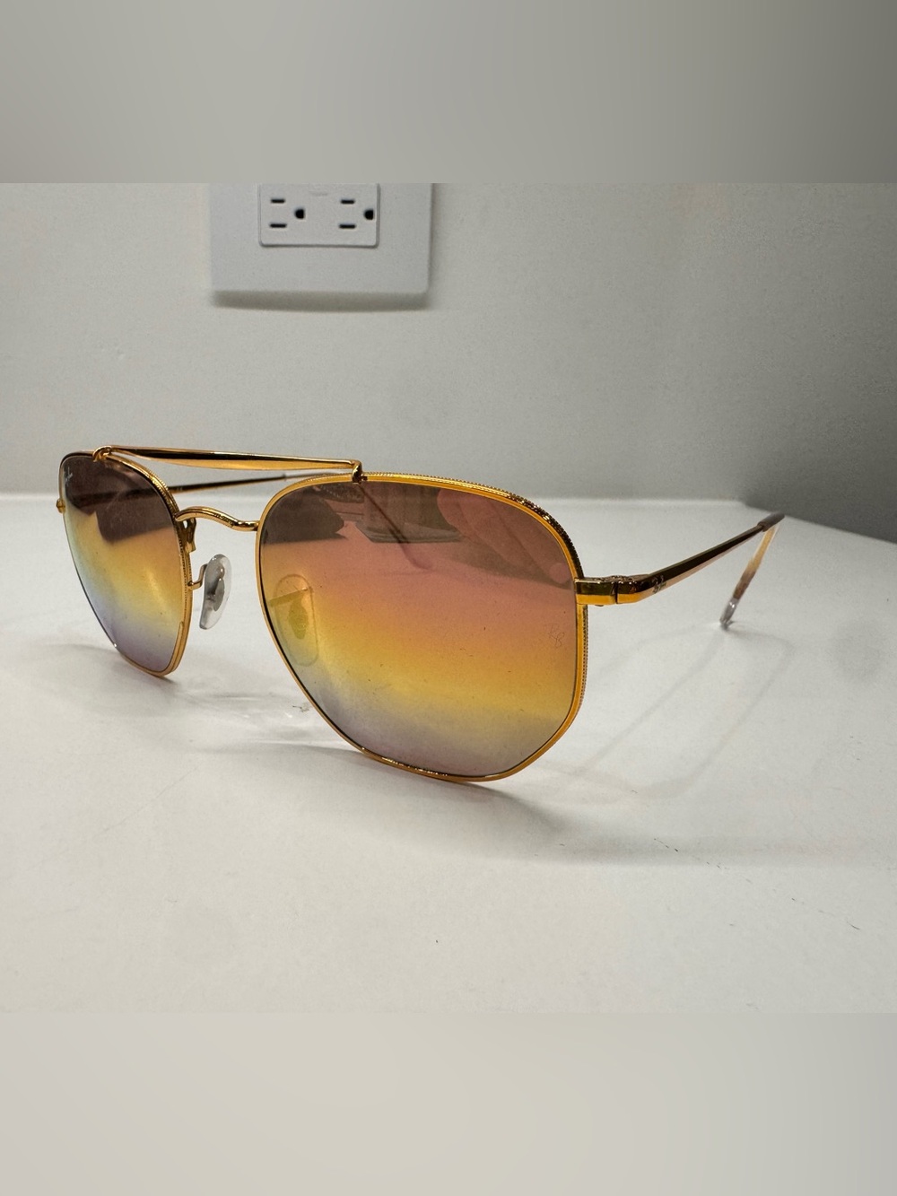 Gold Frame Sunglasses with Gradient Amber Lenses - Women Accessories